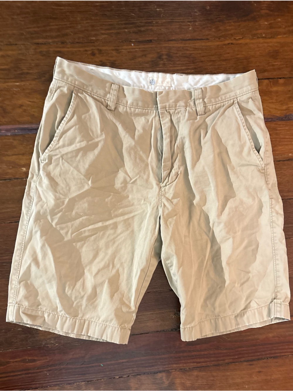 J. Crew tan khaki long chino shorts size 10